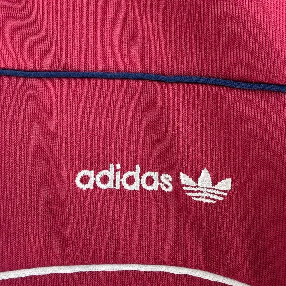 Vtg 80s Adidas Trefoil Track Jacket Maroon Burgundy Pinstripe Taiwan Mens M